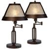 21 1/4" Bronze Brown Table Lamps Set of 2 Swing Arm with USB Charging Port view 1