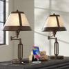 21 1/4" Bronze Brown Table Lamps Set of 2 Swing Arm with USB Charging Port view 2