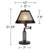 21 1/4" Bronze Brown Table Lamps Set of 2 Swing Arm with USB Charging Port view 4