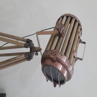 THOR INSTRUMENTS Theater Nautical Wooden Spot Light Floor Lamp Designer Wooden Tripod Lamp Rustic Vintage Home Decor Gifts