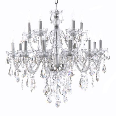 ARRKOYAA Clear 15 Lights K9 Crystal Chandelier Modern Luxurious Light Candle Pendant Lamp Ceiling Living Room Lighting for Dining Living Room Bedroom Hallway Entry 32x35 Inch Gifts(Color Clear)