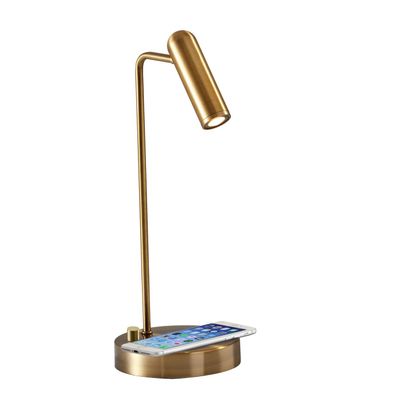 Adesso 3162-21 Kaye LED Desk Lamp Wireless Charging, 7W LED, 5W QI, USB Port, Indoor Lighting Lamps