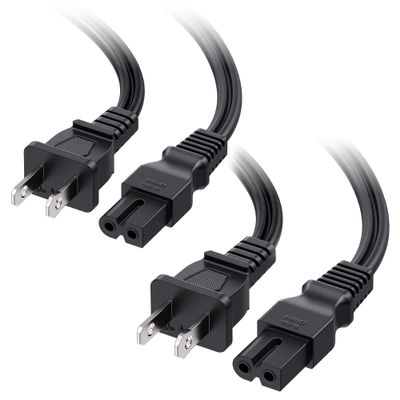 Cable Matters 2-Pack 2 Prong Vizio TV Power Cord Replacement - 10ft, NEMA 1-15P to IEC C7, Polarized AC Power Cord for PS2, TV, and More