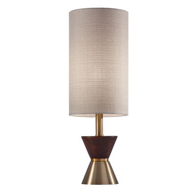 Adesso Table Lantern, Antique Bronze, Walnut & Beige, 3-Way, 23