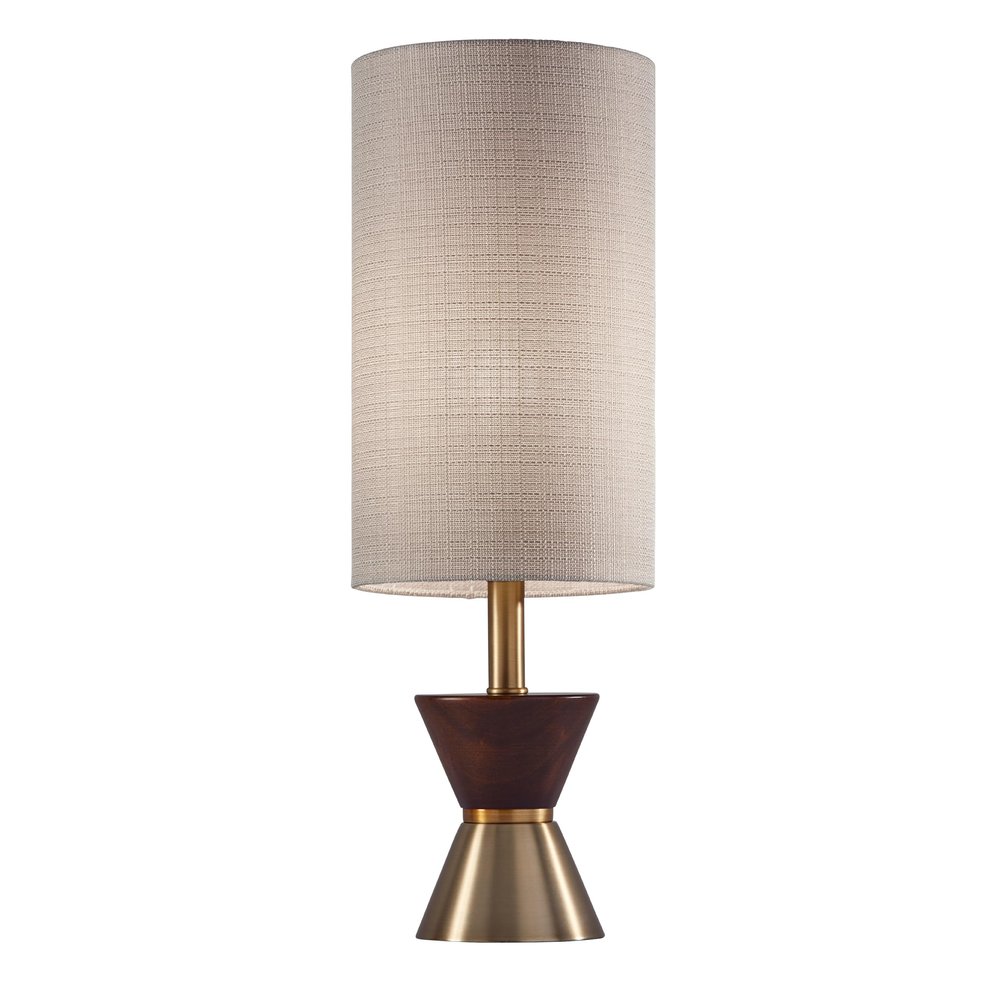 Adesso Table Lantern, Antique Bronze, Walnut & Beige, 3-Way, 23