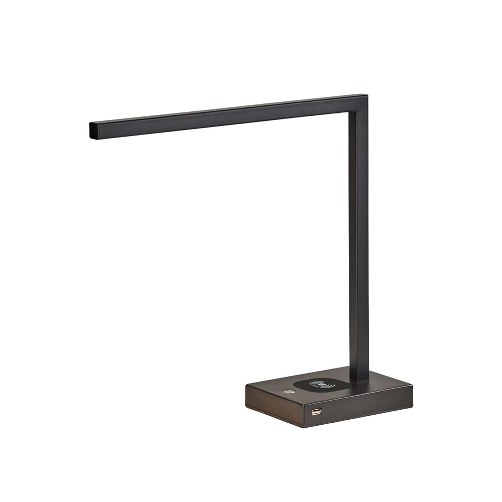 Adesso 4220-01 Aidan LED Desk Lamp Wireless Charging, 7W LED, 5W QI, USB Port, Indoor Lighting Lamps , Black