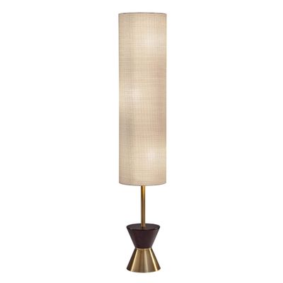 Adesso 3-Light Floor Lantern, Antique Bronze, Walnut & Beige, 59
