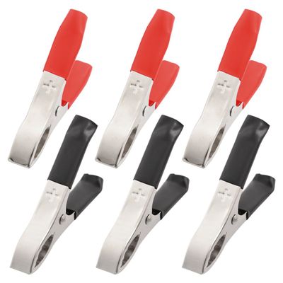 Aexit 12 Pcs Electrical Testing 30A Plastic Covered Test Probe Metal Alligator Voltage Testers Clips 75mm