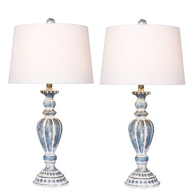 Cory Martin W-6244CAB-2PK Table Lamp, 29.5", Cottage Antique Blue