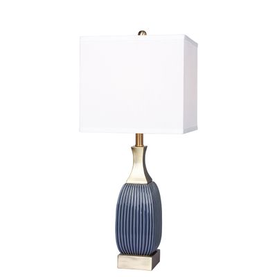 Cory Martin W-8987BAB Table Lamp, 26.5", Blue/Antique Brass