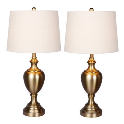 Cory Martin W-1566AG-2PK Urn with Pedestal Base Metal Table Lamps, Plated Antique Gold, 30"