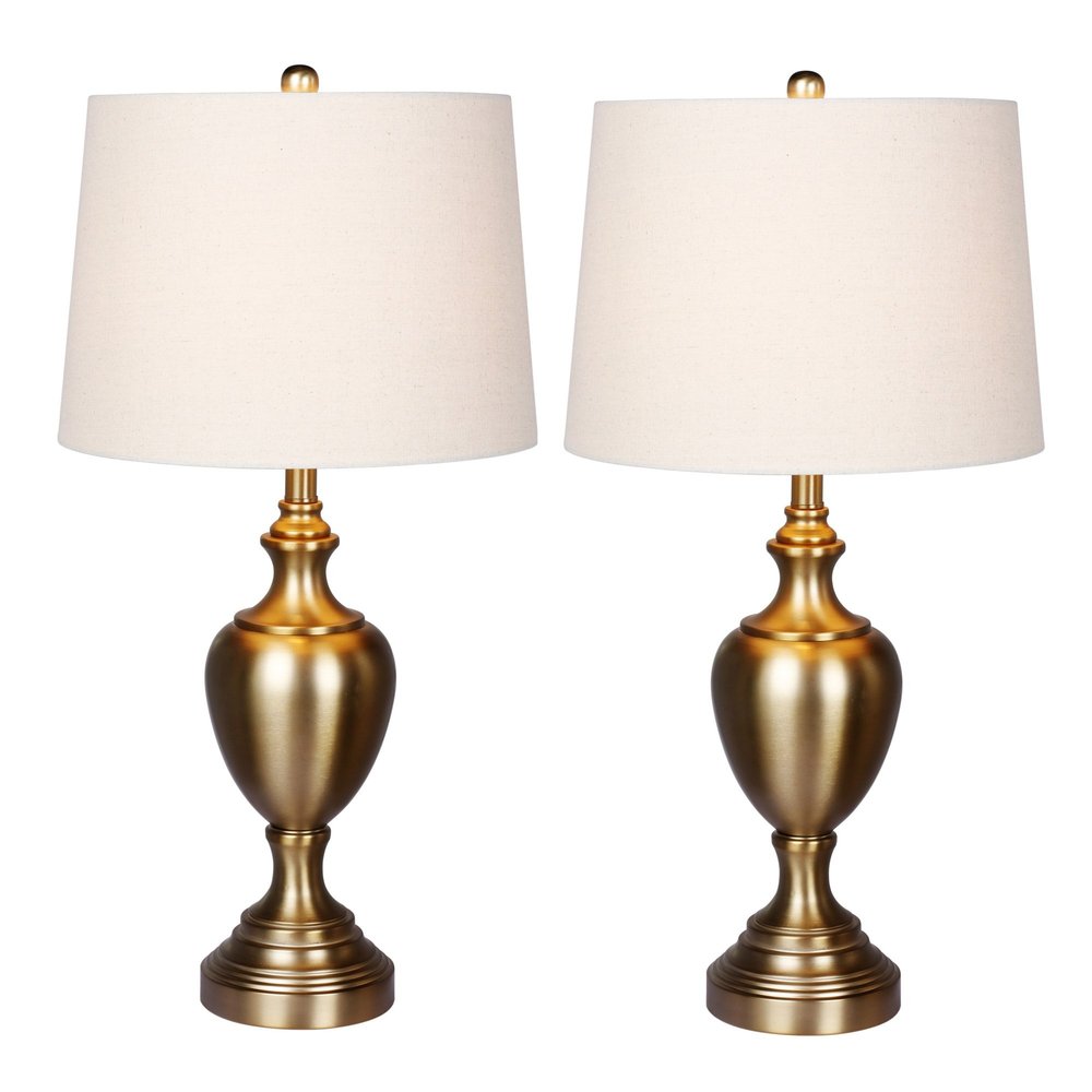 Cory Martin W-1566AG-2PK Urn with Pedestal Base Metal Table Lamps, Plated Antique Gold, 30"