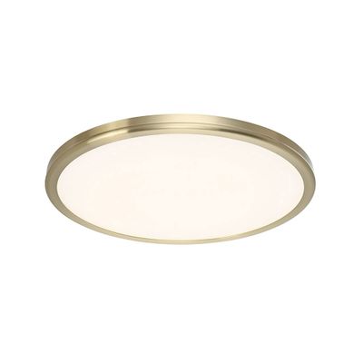 WAC Lighting dweLED, Geos 15in LED Round Low-Profile Flush Mount 2700K in Brass
