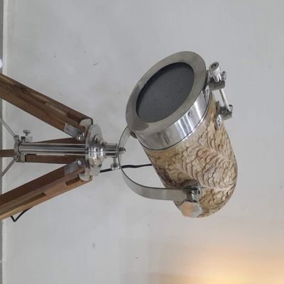 THOR INSTRUMENTS Vintage Industrial Wooden Table Lamp Chrome Finish Wooden Tripod Decor Rustic Vintage Home Decor Gifts