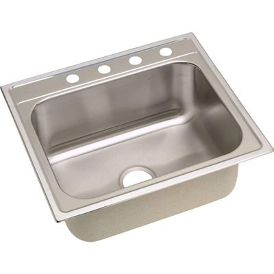 Elkay DPC12522105 20 Gauge Stainless Steel Single Bowl Top Mount Kitchen Sink, 25 x 22 x 10.25"