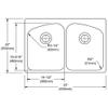 Elkay DPXSR233222R 18 Gauge SS 33" x 22" x 8" Two Bowl Dual Mount Kitchen Sink view 2