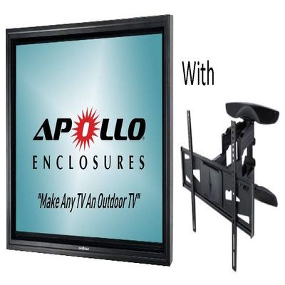 Apollo Enclosures 49-55" Outdoor TV Enclosure with Dual Articulating Wall Mount for LED TV & LCD TV - Slim TV Wall Mount with Motion Design - Adjustable Outdoor Screen & Monitor Accessories (Black)