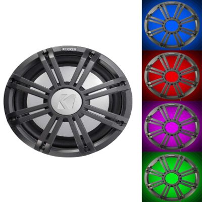 KICKER 45KM124 12" 350w Marine Boat Subwoofer w/LED Grill SVC 4-ohm Sub KM12