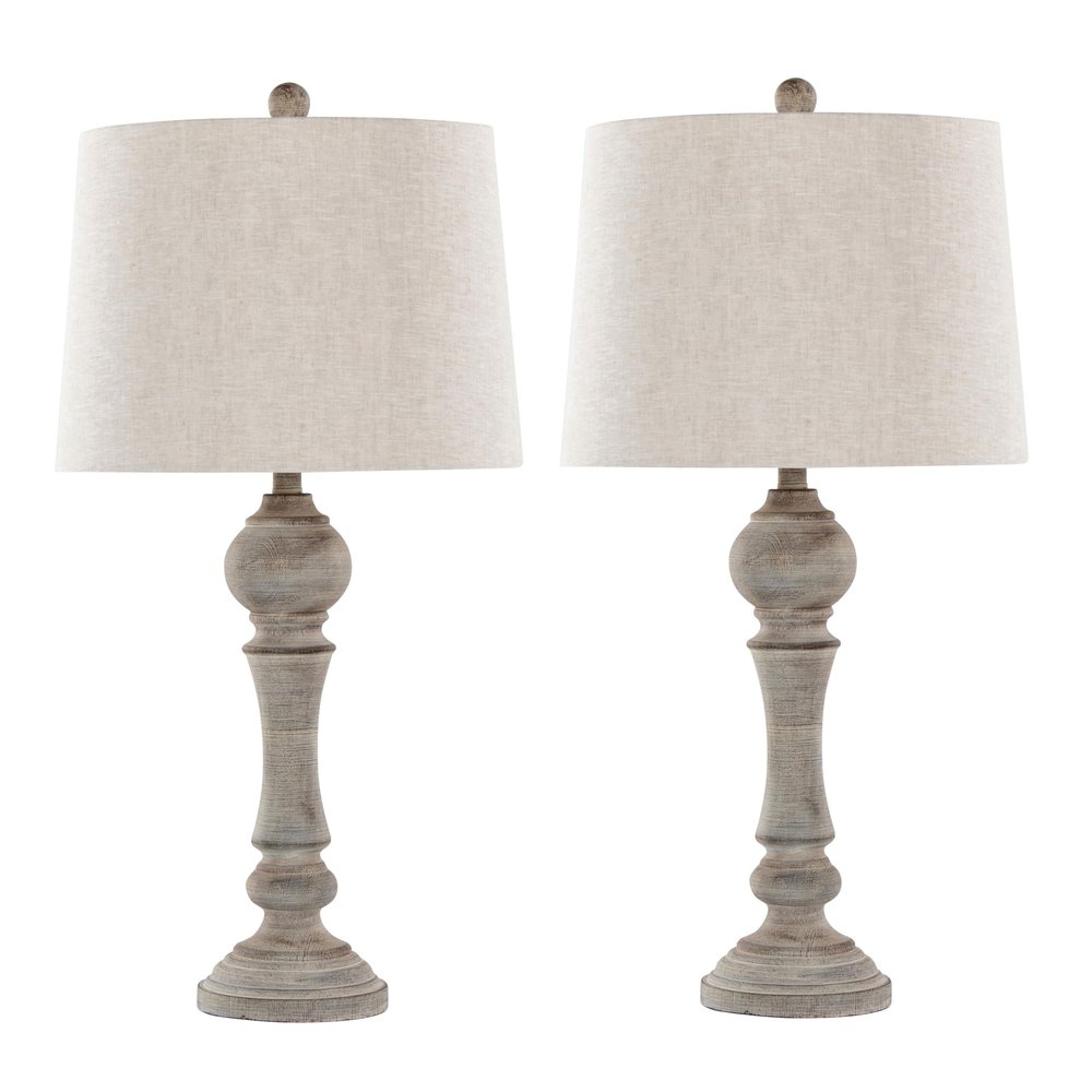 Grandview Gallery Winston 32" Poly Table Lamp Set of 2, Desk Lamp, Bedside Lamps for Night Stands, Nightstand Lamp, Small Lamp, Small Table Lamps for Living Room Set of 2 (Reclaimed Grey Polyresin)