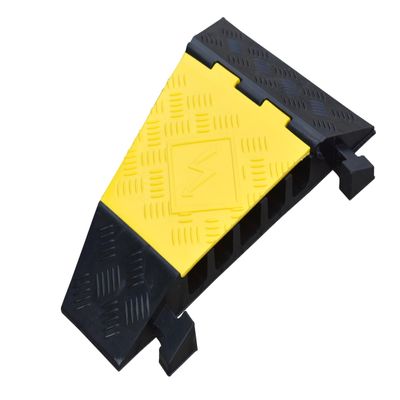 Kable Kontrol Atlas Heavy Duty Cable Protector - 22.5 Degree Right Turn - 5 Channel - CP9988 Compatible - Black & Yellow - Speed Bump and Wire Protector Turn for Indoor & Outdoor Use