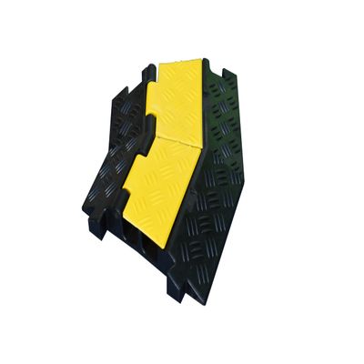 Kable Kontrol Atlas Heavy Duty Cable Protector - 45 Degree Right Turn - 2 Channel - CP9987 Compatible - Black & Yellow - Speed Bump and Wire Protector Turn for Indoor & Outdoor Use