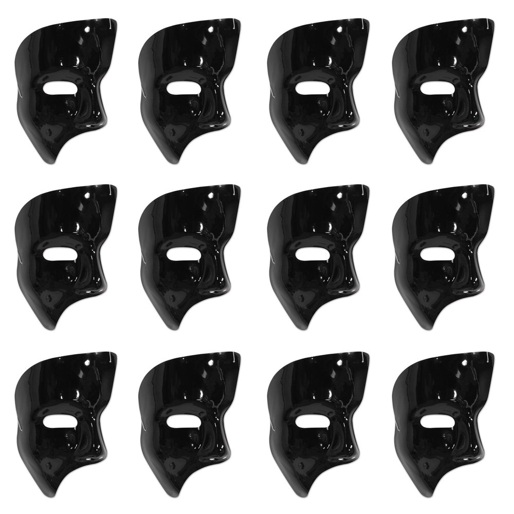 Beistle 12-Piece Phantom Masks in Black, Half-Face Masquerade Masks, Halloween Costume Party Accessories, Theater Costume Accessories