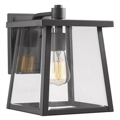 Chloe Gabriel Transitional 1 Light Textured Black Outdoor Wall Sconce 12" Tall