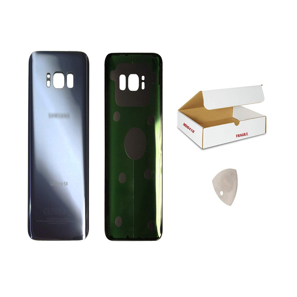 MD0410 Replacement Compatible for Galaxy S8 G950 - Back Glass Door Rear housing Grey Cover and Opening Tool (Orchid Gray)