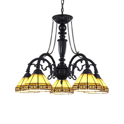 Chloe Lighting Belle Tiffany-Style 5 Light Mission Large Chandelier 27" Wide, Stained Glass