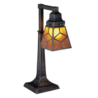 Meyda Tiffany 27881 Amber Mica Diamond Mission Desk Lamp, 20" H