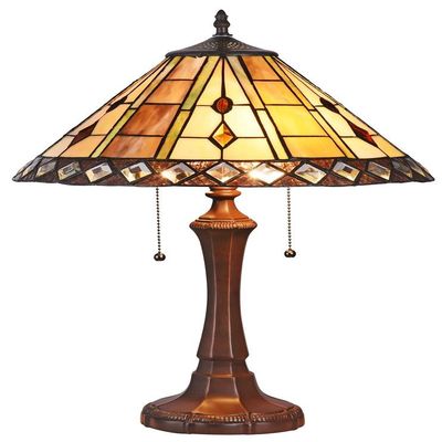 CHLOE Lighting GODWINE Tiffany-Style 2 Light GeometricTable Lamp 16" Shade
