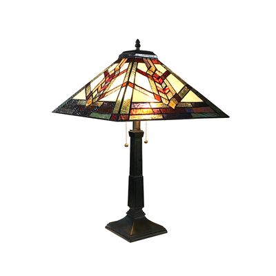 CHLOE Lighting Wylie Tiffany-Style 2 Light Mission Table Lamp 16" Shade