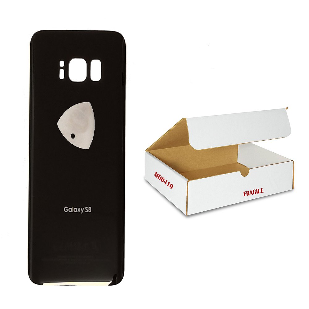 MD0410 Back Glass Door Rear housing Grey Cover Replacement Compatible Galaxy S8 G950 and Opening Tool (Midnight Black)