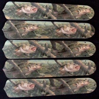 Ceiling Fan Designers 52SET-ANI-LMBF New Large Mouth BASS Fish 52'' Ceiling Fan Blades ONLY