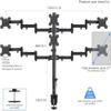 Suptek Hex LED LCD Monitor Stand up Desk Mount Extra Tall 31.5 inch Pole Heavy Duty Fully Adjustable Stand for 6 / Six Screens up to 27 inch (MD68126) view 4