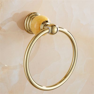 Liaozy888 Golden Stainless Steel + Jade Shape Towel Rings for Bathroom Bath Towel Hangers Chrome Brushed Nickel Set Accessories Black for DIY