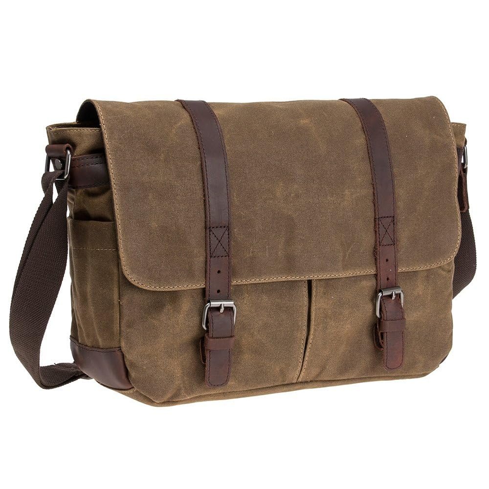 Waterproof Waxed Canvas 15" Macbook pro/ 15.6'' Laptop Messenger Bag Men Business Vintage shoulder bag/Briefcase