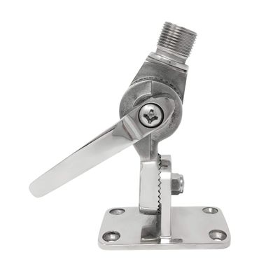 Fishmaster Boat Ratchet Mount Antenna Base for GPS, FM, AM, UHF, VHF - 1"-14" Male Threads, Dual Axis Adjustment, Marine Grade Stainless Steel