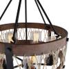 20 Inch Wide Round Wood Shade with Rope, 5 Light Farmhouse Style American Country, Antique Retro Perfect for Dining Room Kitchen Salon view 2