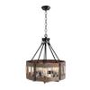 20 Inch Wide Round Wood Shade with Rope, 5 Light Farmhouse Style American Country, Antique Retro Perfect for Dining Room Kitchen Salon view 3