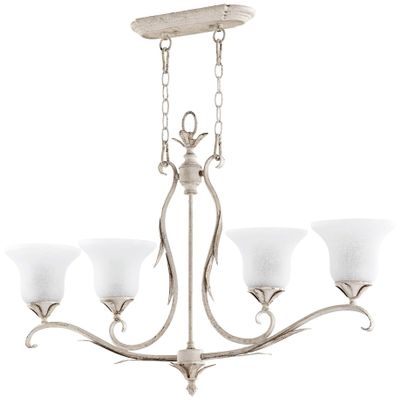 Quorum 6572-4-70 Leaf, Flower, Fruit Four Light Island Pendant from Flora Collection in White Finish, 37.50 inches