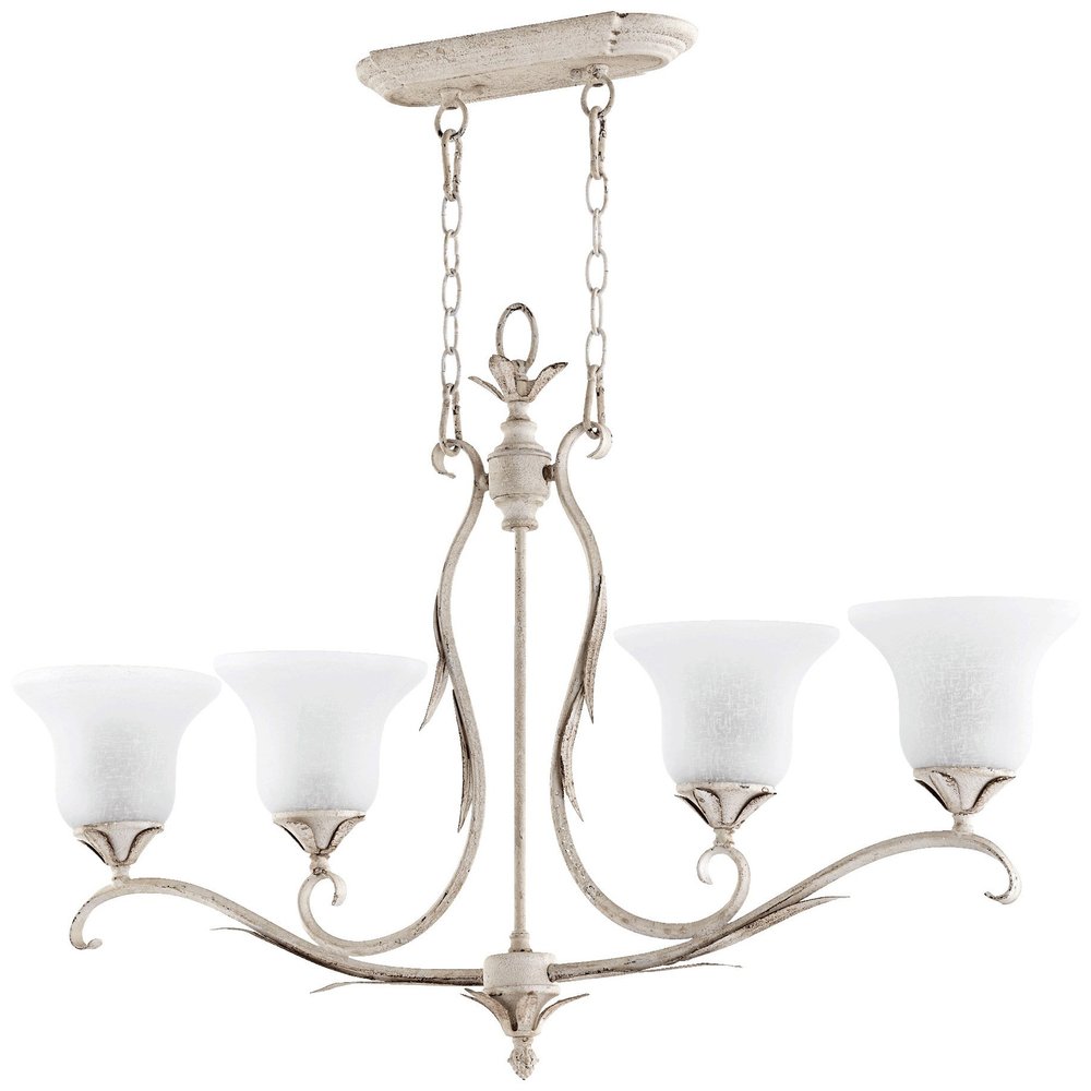 Quorum 6572-4-70 Leaf, Flower, Fruit Four Light Island Pendant from Flora Collection in White Finish, 37.50 inches