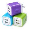 Charging Block, Wall Charger Sicodo 3-Pack Dual Port USB Home Travel Plug view 1