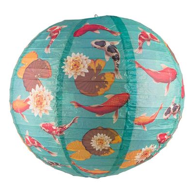 PaperLanternStore.com 14 Inch Japanese Koi Fish Patterned Paper Lantern by Quasimoon