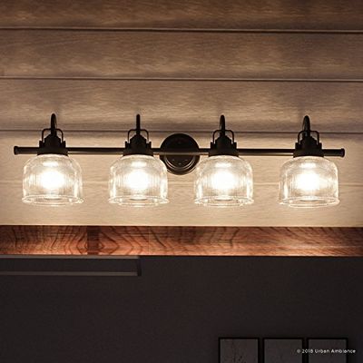 Urban Ambiance Luxury Industrial Chic Bathroom Vanity Light, Large Size: 8.75" H x 35.5" W, with Modern Famrhouse Style Elements, Fashion Bronze Finish, UHP2047, Harlow Collection