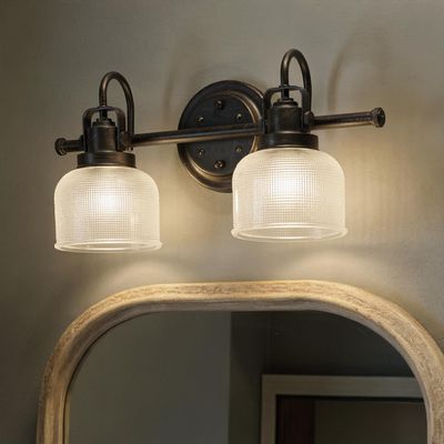 Urban Ambiance Luxury Industrial Chic Bathroom Vanity Light, Medium Size: 8.75" H x 17" W, with Modern Famrhouse Style Elements, Fashion Bronze Finish, UHP2041, Harlow Collection