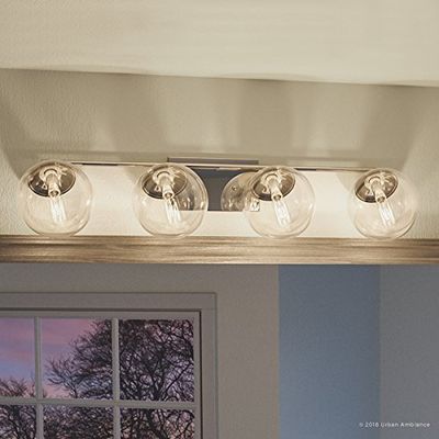 Urban Ambiance Luxury Modern Bathroom Vanity Light, Large Size: 6.75" H x 33" W, with Industrial Chic Style Elements, Polished Chrome Finish and Clear Shade, UHP2622, Costa Mesa Collection