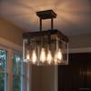 Urban Ambiance Luxury Modern Farmhouse Ceiling Fixture, Medium Size: 14" H x 21" W, with Industrial Chic Style Elements, Olde Bronze Finish and Clear Shade, UHP2448, Bristol Collection view 2