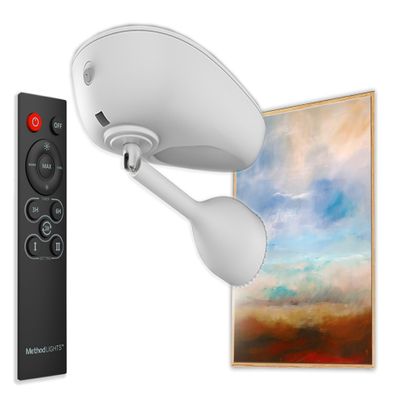 Method Lights Wireless LED Picture Light for Artwork, Rechargeable Ceiling-Mounted Art Light with Remote, Dimmable, Adjustable 2700K7000K, 95+ CRI, Timer