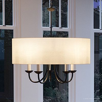 Urban Ambiance Luxury Transitional Chandelier, Medium Size: 21.125" H x 21.625" W, with Provencial Style Elements, Olde Bronze Finish and White Textured Shade, UHP2281, Aurora Collection